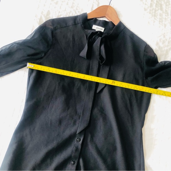 Storee Black Sheer Long Sleeves Button-Up Blouse Small - Picture 5 of 9